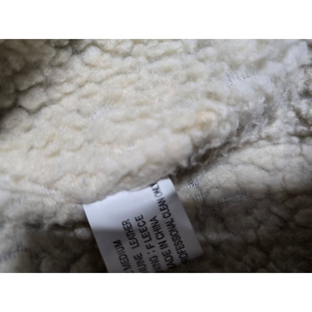 Vintage Brown Leather Bomber Jacket Navajo Sherpa - Picture 11 of 13